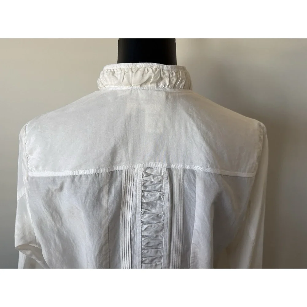 Coldwater Creek Women's PL Silk Blend Ivory Whimsy Ruching Jacket Petite - Picture 10 of 16